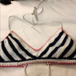 Red white and blue bikini top